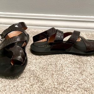 Kurt Geiger brown leather ankle wrap sandals, size 6/36.  Excellent condition